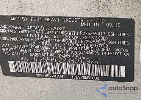 2016 Subaru Crosstrek Hybrid Touring из США, поврежденный, VIN JF2GPBLC2GH202928